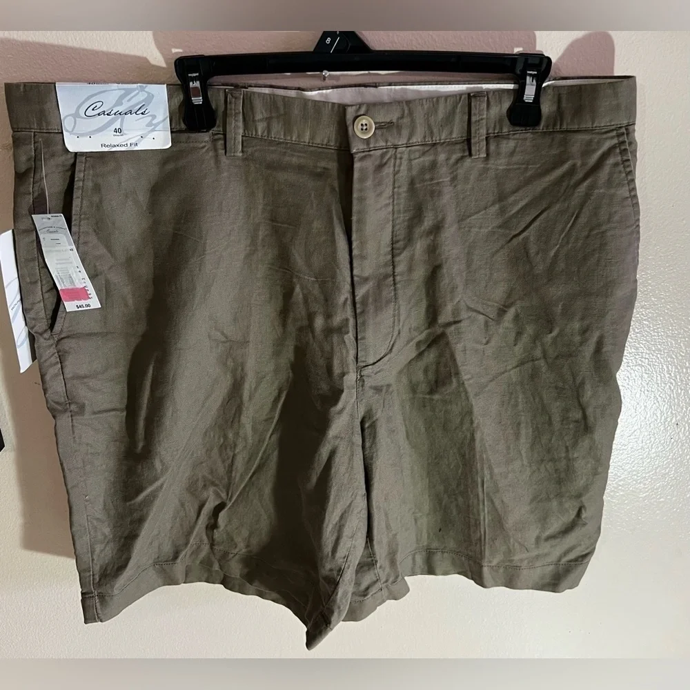 Casuals Roundtree & Yorke Size 40 Waist RELAXED FIT Brown Cotton New Mens Shorts